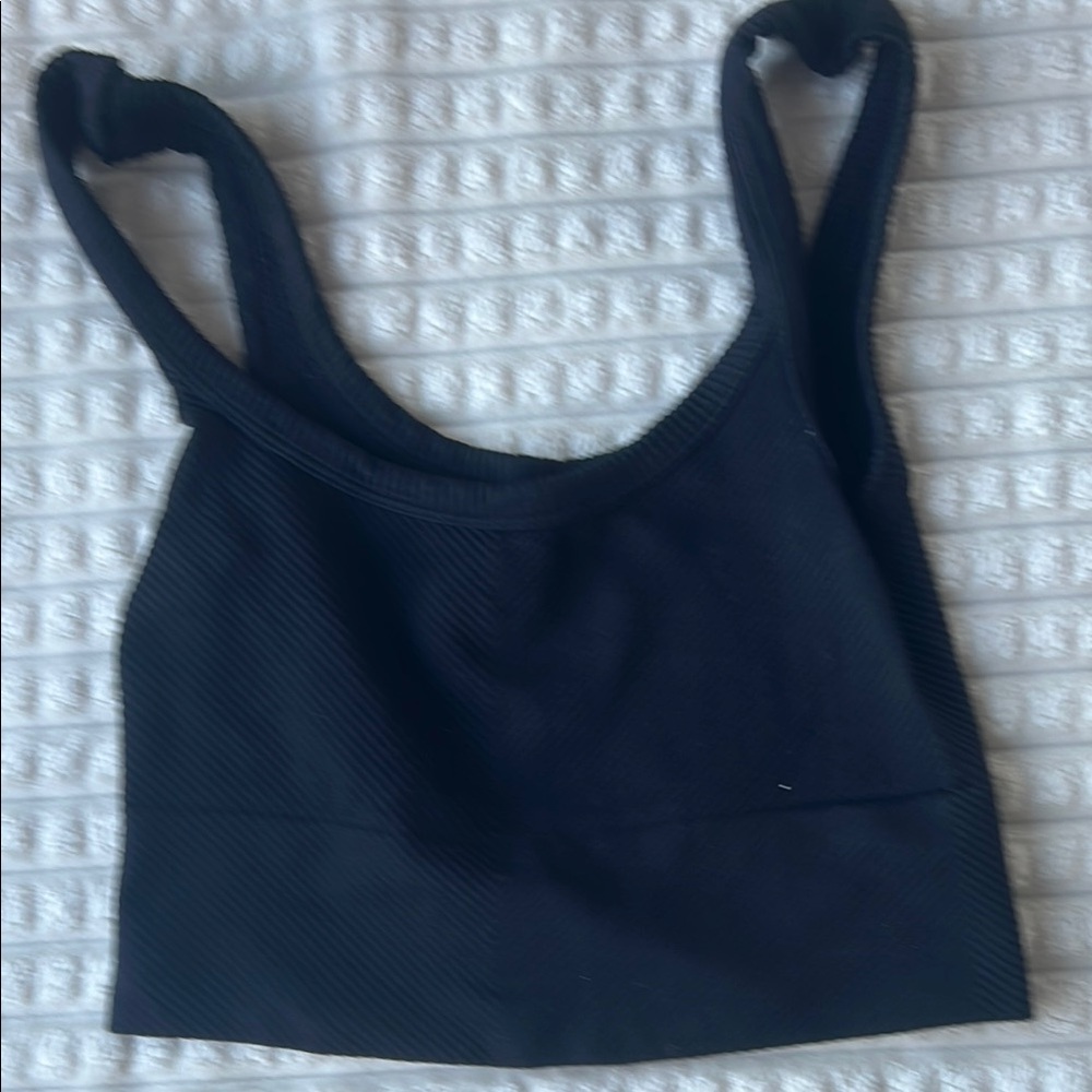 Black Ribbed Crop Top